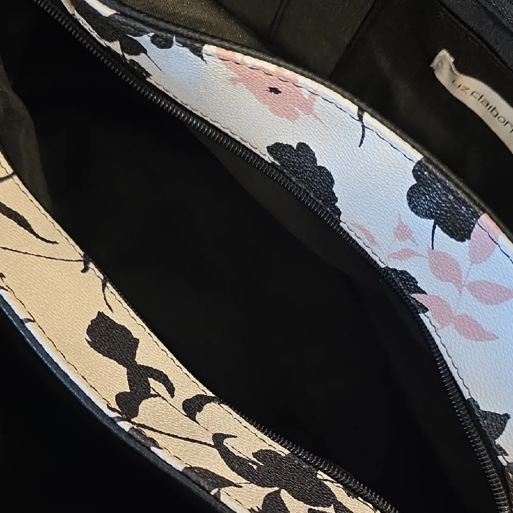 Liz Claiborne Floral Black and Pink Shoulder Bag - Picture 8 of 12